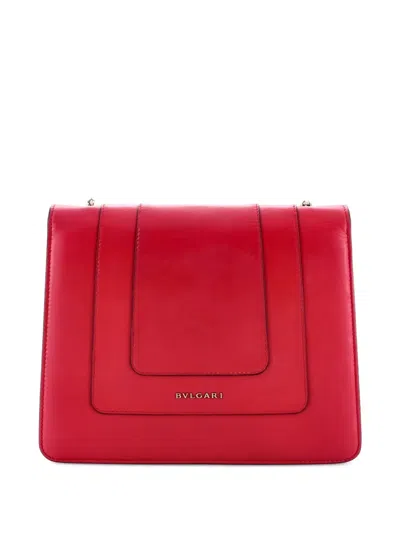 Pre-owned Bvlgari Serpenti Forever Square Leather Medium Shoulder Bag In Red