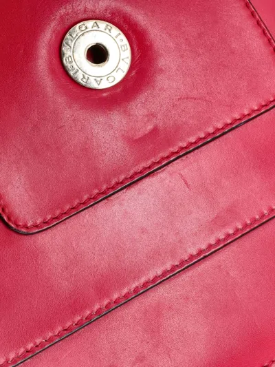 Pre-owned Bvlgari Serpenti Forever Square Leather Medium Shoulder Bag In Red