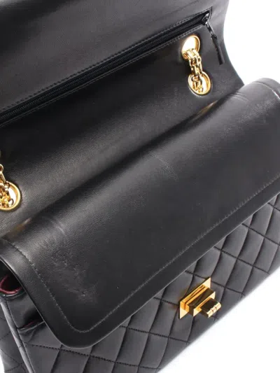 Pre-owned Chanel 1997-1999 Reissue 2.55 Quilted Lambskin Double Flap Shoulder Bag In Black