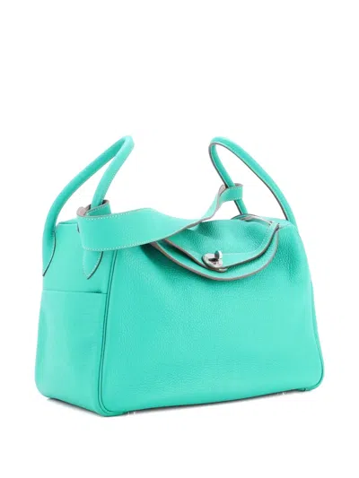 Pre-owned Hermes Lindy Bag Verso Clemence 34 Shoulder Bag In Green