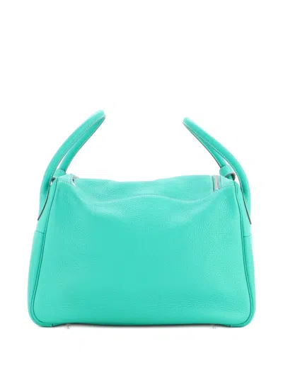 Pre-owned Hermes Lindy Bag Verso Clemence 34 Shoulder Bag In Green