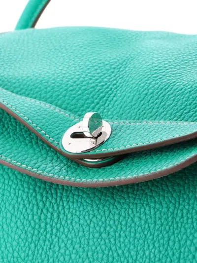 Pre-owned Hermes Lindy Bag Verso Clemence 34 Shoulder Bag In Green