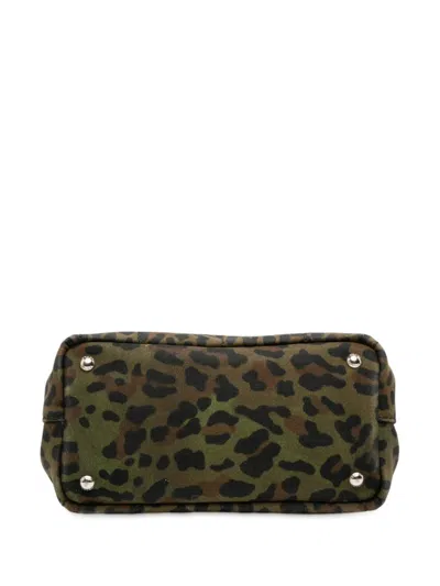 Pre-owned Prada 2013-2025 Small Leopard Print Canvas Canapa Satchel In Brown