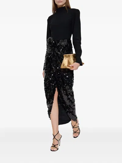 Rotate Birger Christensen Knot-detail Sequin Maxi Dress In Black