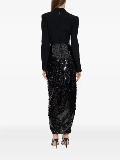 Rotate Birger Christensen Knot-detail Sequin Maxi Dress In Black