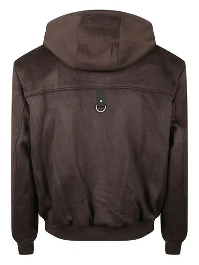 Moose Knuckles Hooded Zip-up Jacket In Brown