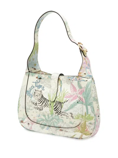 Pre-owned Gucci 2016-2025 Small Calfskin Tiger Jackie 1961 Crossbody Bag In Blue