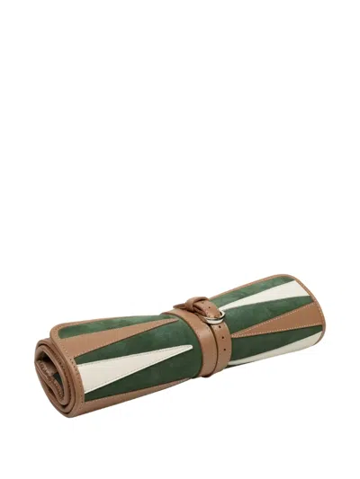 Hector Saxe Leather Travel Backgammon (51cm X 28cm) In Green