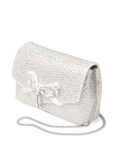Jimmy Choo Soft Bow Crystal Mini Bag In White