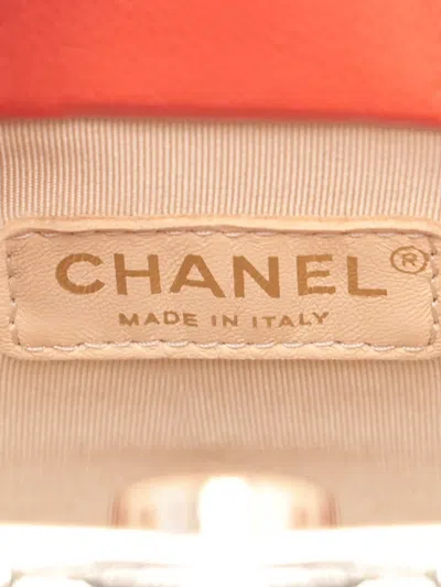 Pre-owned Chanel 2016-2017 Mini Calfskin Label Click Shopping Tote Satchel In Red