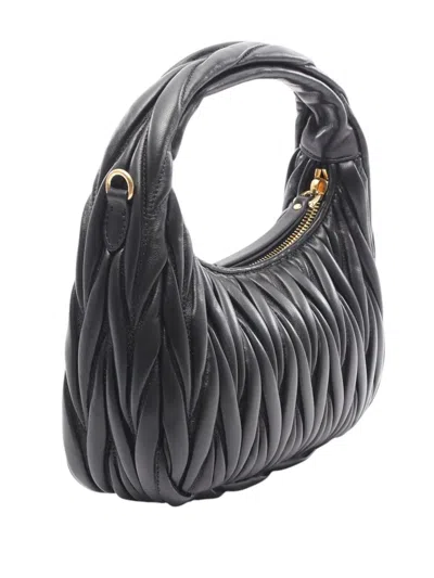 Pre-owned Miu Miu 2010-2025 Leather Matelasse Wonder Satchel In Black