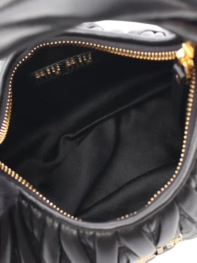 Pre-owned Miu Miu 2010-2025 Leather Matelasse Wonder Satchel In Black