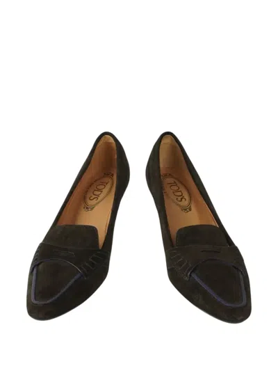 Pre-owned Tod's Vintage 55m Suede Kitten-heel Pumps In Brown