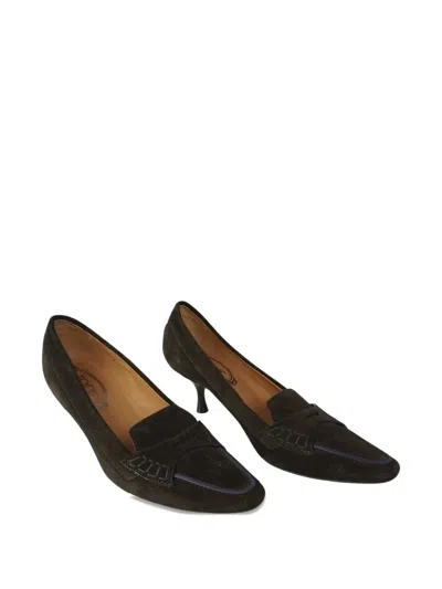 Pre-owned Tod's Vintage 55m Suede Kitten-heel Pumps In Brown
