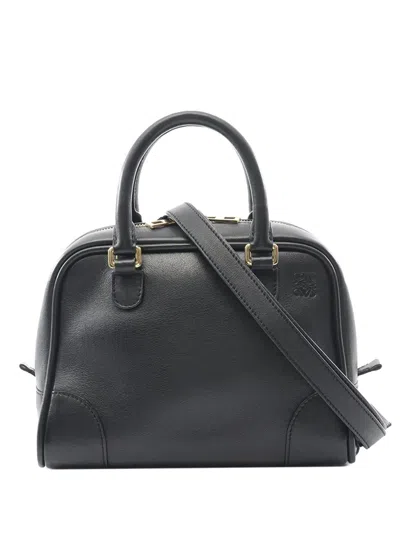 Pre-owned Loewe 2010-2025 Small Lambskin Amazona 75 Satchel In Black
