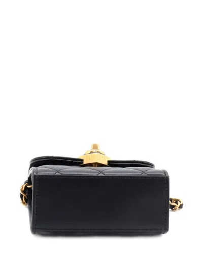 Pre-owned Chanel Coco Love Cc Heart Clutch With Chain Quilted Lambskin Mini Crossbody Bag In Black