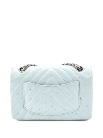 Pre-owned Chanel Reissue 2.55 Flap Bag Chevron Aged Calfskin Mini Shoulder Bag In Blue