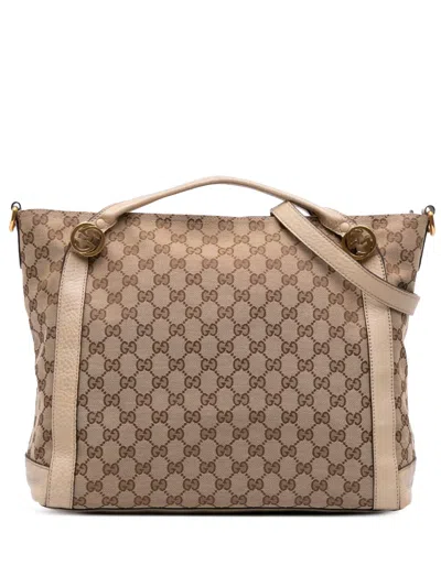 Pre-owned Gucci 2016-2025 Gg Canvas Miss Gg Satchel In Brown