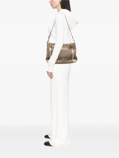 Pre-owned Gucci 2016-2025 Gg Canvas Miss Gg Satchel In Brown