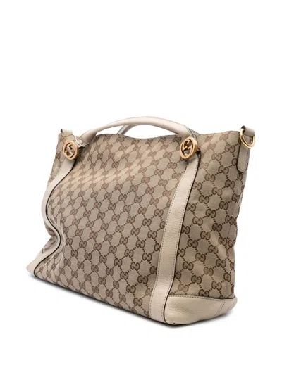 Pre-owned Gucci 2016-2025 Gg Canvas Miss Gg Satchel In Brown