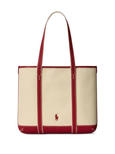 Polo Ralph Lauren Polo Bear Canvas Small Shopper Tote In Neutral