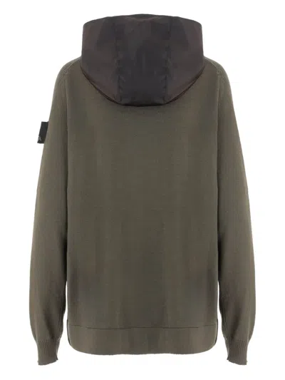 Premiata Merino Wool Zip-up Sweatshirt In Green