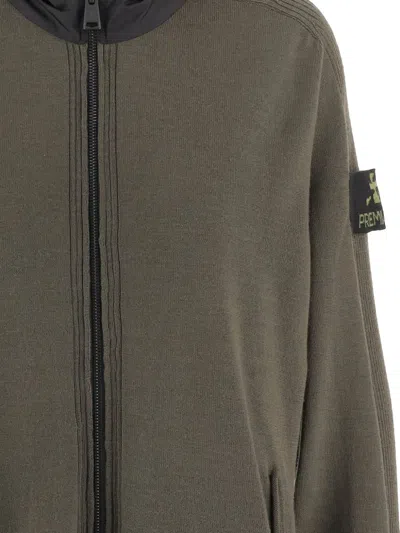 Premiata Merino Wool Zip-up Sweatshirt In Green