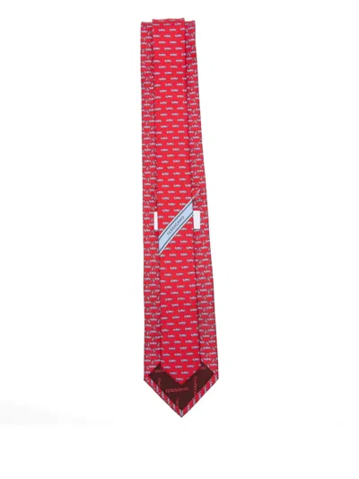 Ferragamo Race-patterned Tie In Red