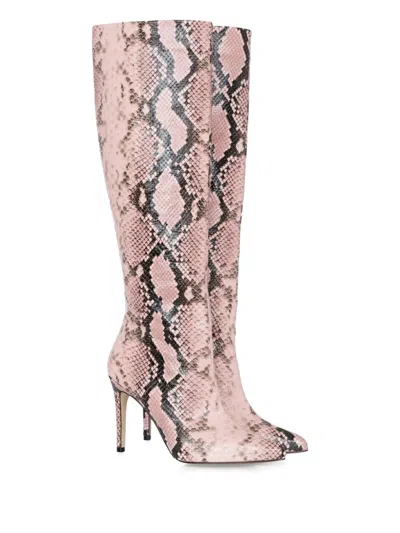 Smiling Shoes Kaelle Snake-print Boots In Pink