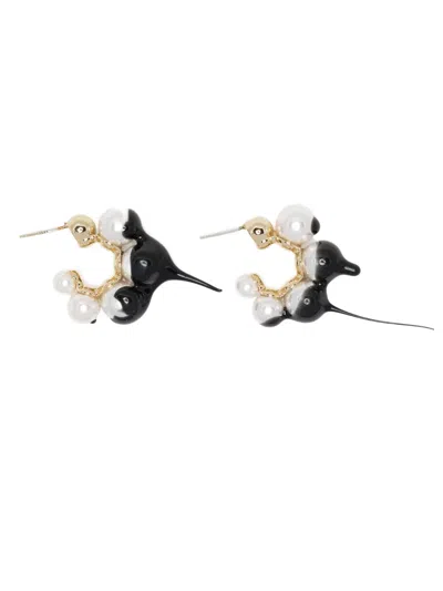 Ottolinger Dipped Pearl Mini Hoop Earrings In Gold