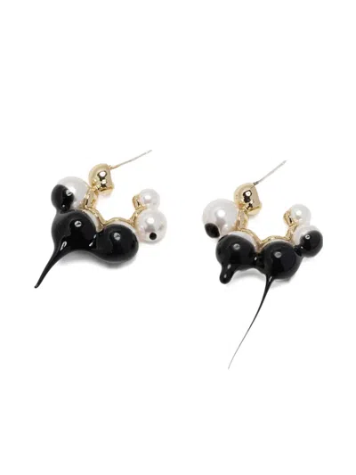 Ottolinger Dipped Pearl Mini Hoop Earrings In Gold