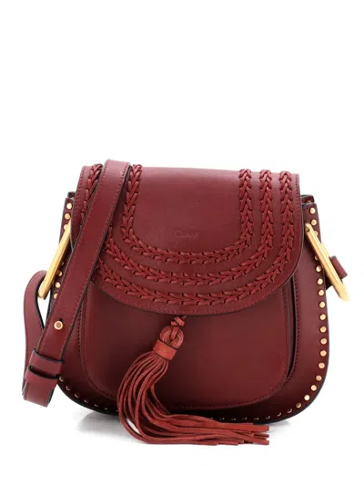 Pre-owned Chloé Hudson Handbag Whipstitch Leather Small Crossbody Bag In Red