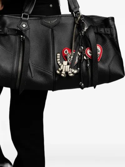 Zadig & Voltaire Sunny Grained Leather Shopper In Black