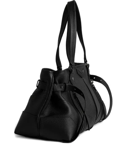 Zadig & Voltaire Sunny Grained Leather Shopper In Black