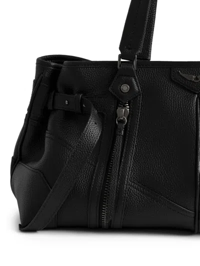 Zadig & Voltaire Sunny Grained Leather Shopper In Black