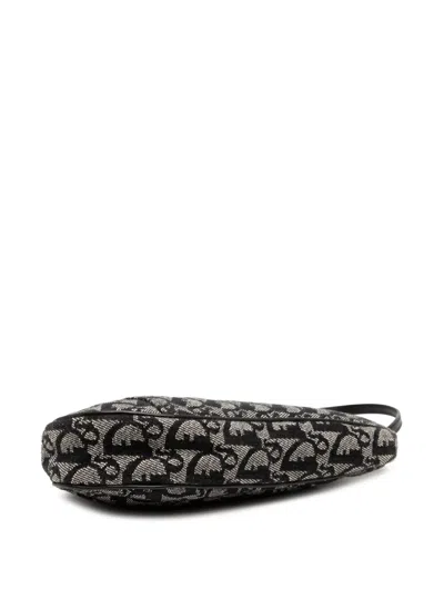 Pre-owned Dior 2002 Mini Issimo Canvas Saddle Pochette Shoulder Bag In Black