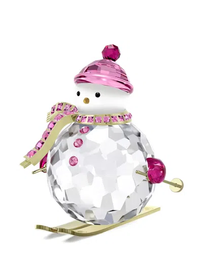 Swarovski Cheers Dulcis Snowman Crystal-embellished Skiing Holiday Figurine In White