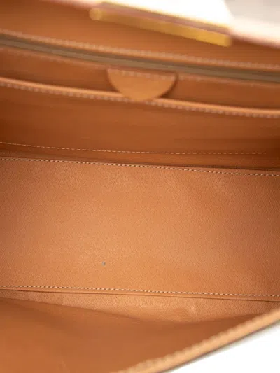 Pre-owned Celine 2014 Macadam Coated Canvas Top Handle Bag Satchel In Brown