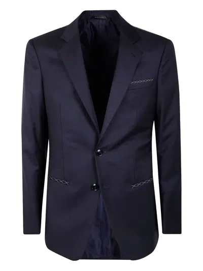 Giorgio Armani Button Blazer In Blue