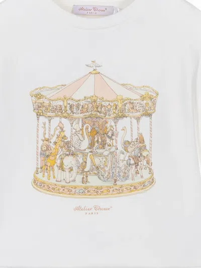 Atelier Choux Girls Carousel Sweatshirt In White