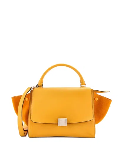 Pre-owned Celine Trapeze Bag Leather Small Satchel In Yellow