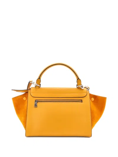 Pre-owned Celine Trapeze Bag Leather Small Satchel In Yellow