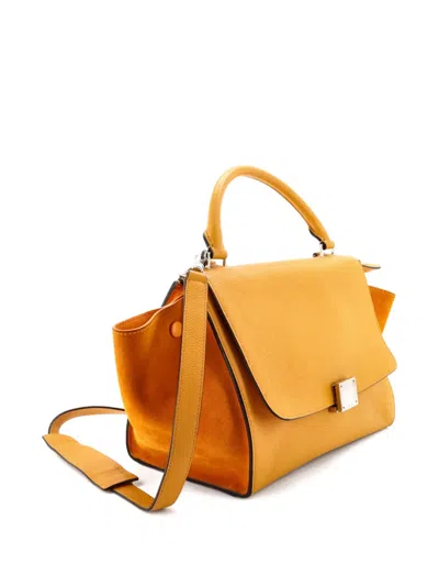 Pre-owned Celine Trapeze Bag Leather Small Satchel In Yellow