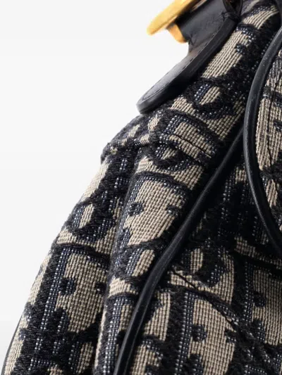 Pre-owned Dior Saddle Handbag Oblique Canvas Medium Shoulder Bag In Blue