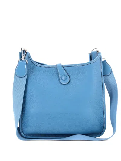 Pre-owned Hermes Evelyne Bag Gen I Clemence Pm Crossbody Bag In Blue