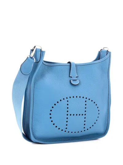 Pre-owned Hermes Evelyne Bag Gen I Clemence Pm Crossbody Bag In Blue