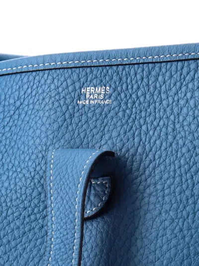 Pre-owned Hermes Evelyne Bag Gen I Clemence Pm Crossbody Bag In Blue