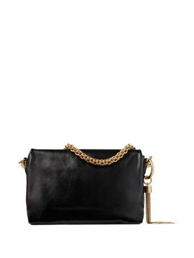 Jimmy Choo Callie Flap Chain Tassel Shoulder Bag In Black