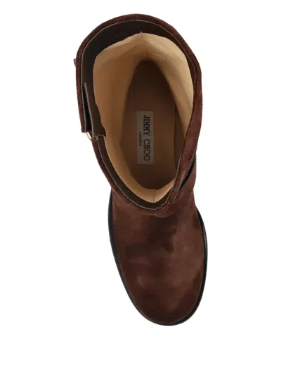 Jimmy Choo Biker Suede Mid-calf Boots In Brown