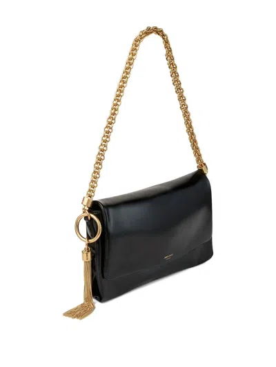 Jimmy Choo Callie Flap Chain Tassel Shoulder Bag In Black